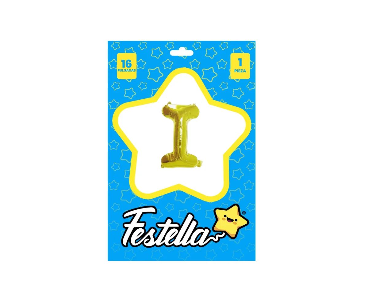 GLOBO LETRA I DORADO 16" (PQTX25)