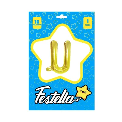 GLOBO LETRA U DORADO 16" (PQTX25)