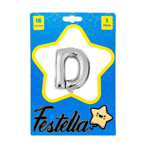 GLOBO LETRA D PLATEADA(PQTX25)