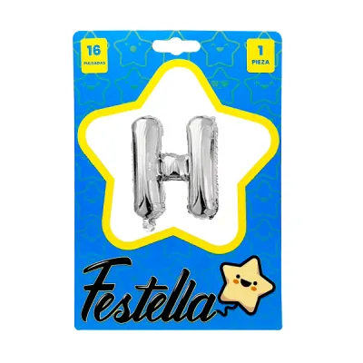 GLOBO LETRA H PLATEADA 16" (PQTX25)