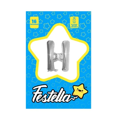 GLOBO LETRA H PLATEADA 16" (PQTX25)