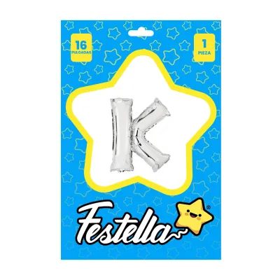 GLOBO LETRA K PLATEADA 16" (PQTX25)