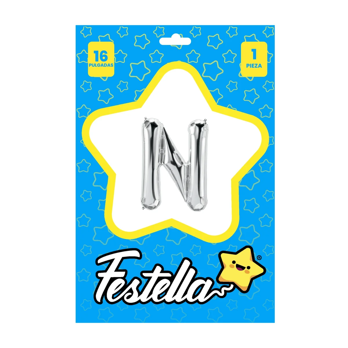 GLOBO LETRA N PLATEADA(PQTX25)