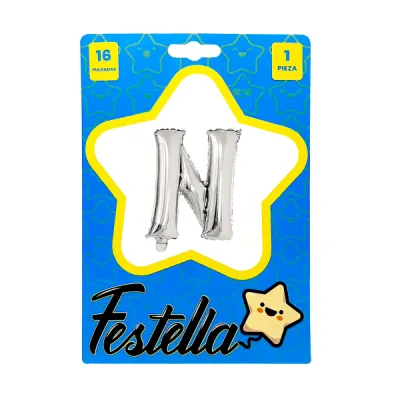 GLOBO LETRA N PLATEADA(PQTX25)