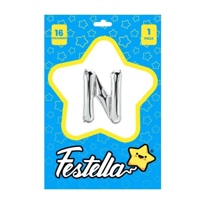 GLOBO LETRA N PLATEADA(PQTX25)