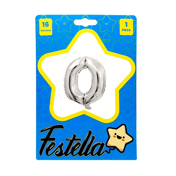 GLOBO LETRA O PLATEADA(PQTX25)