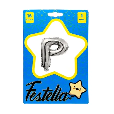 GLOBO LETRA P PLATEADA 16" (PQTX25)