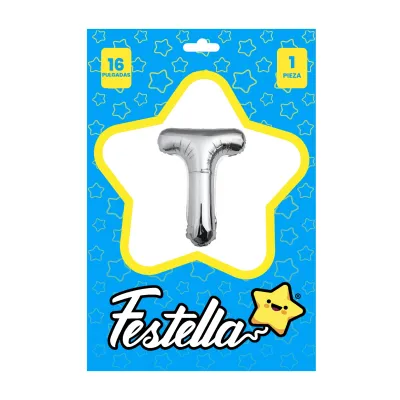 GLOBO LETRA T PLATEADA 16" (PQTX25)