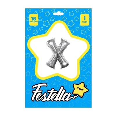 GLOBO LETRA X PLATEADA 16" (PQTX25)