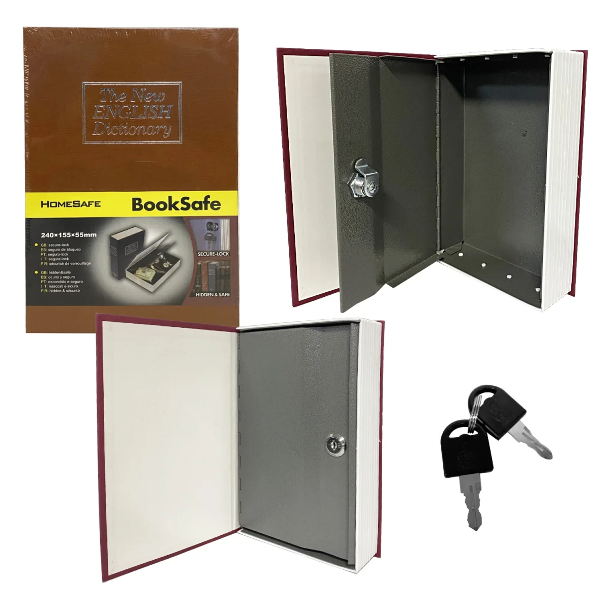 CAJA LIBRO DE SEGURIDAD CON LLAVES 24*15.5*5.5CM