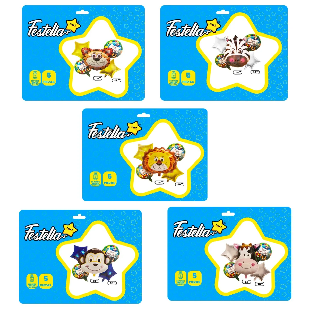 KIT GLOBO ANIMALES X5