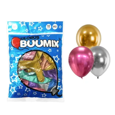 GLOBO DE LATEX ESPEJO SURTIDO R12 X50