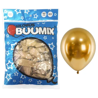 GLOBO DE LATEX ESPEJO DORADO R12 X50