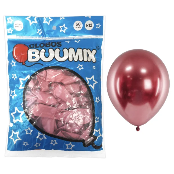 GLOBO DE LATEX ESPEJO ROJO R12 X50