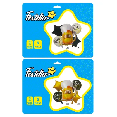 KIT GLOBO CERVEZA FELIZ DIA X5PCS (PQTX12)