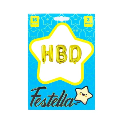 KIT GLOBO HBD 16" DORADO (PQTX25)