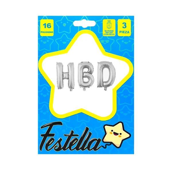 KIT GLOBO HBD 16" PLATEADO (PQTX25)