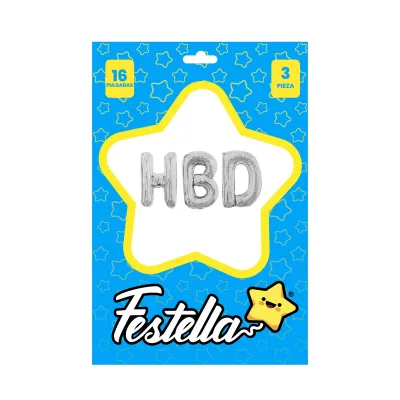 KIT GLOBO HBD 16" PLATEADO (PQTX25)