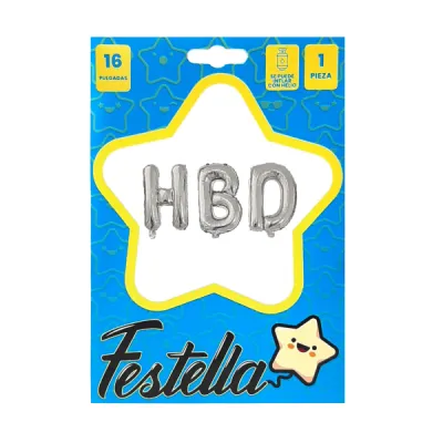 KIT GLOBO HBD 16" PLATEADO (PQTX25)