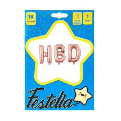 KIT GLOBO HBD 16" PALO ROSA (PQTX25)