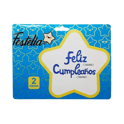 GLOBO FELIZ CUMPLEAÑOS CURSIVO AZUL (PQTX12)