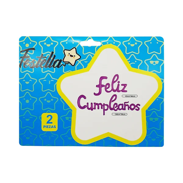 GLOBO FELIZ CUMPLEAÑOS CURSIVO FUCSIA(PQTX12)