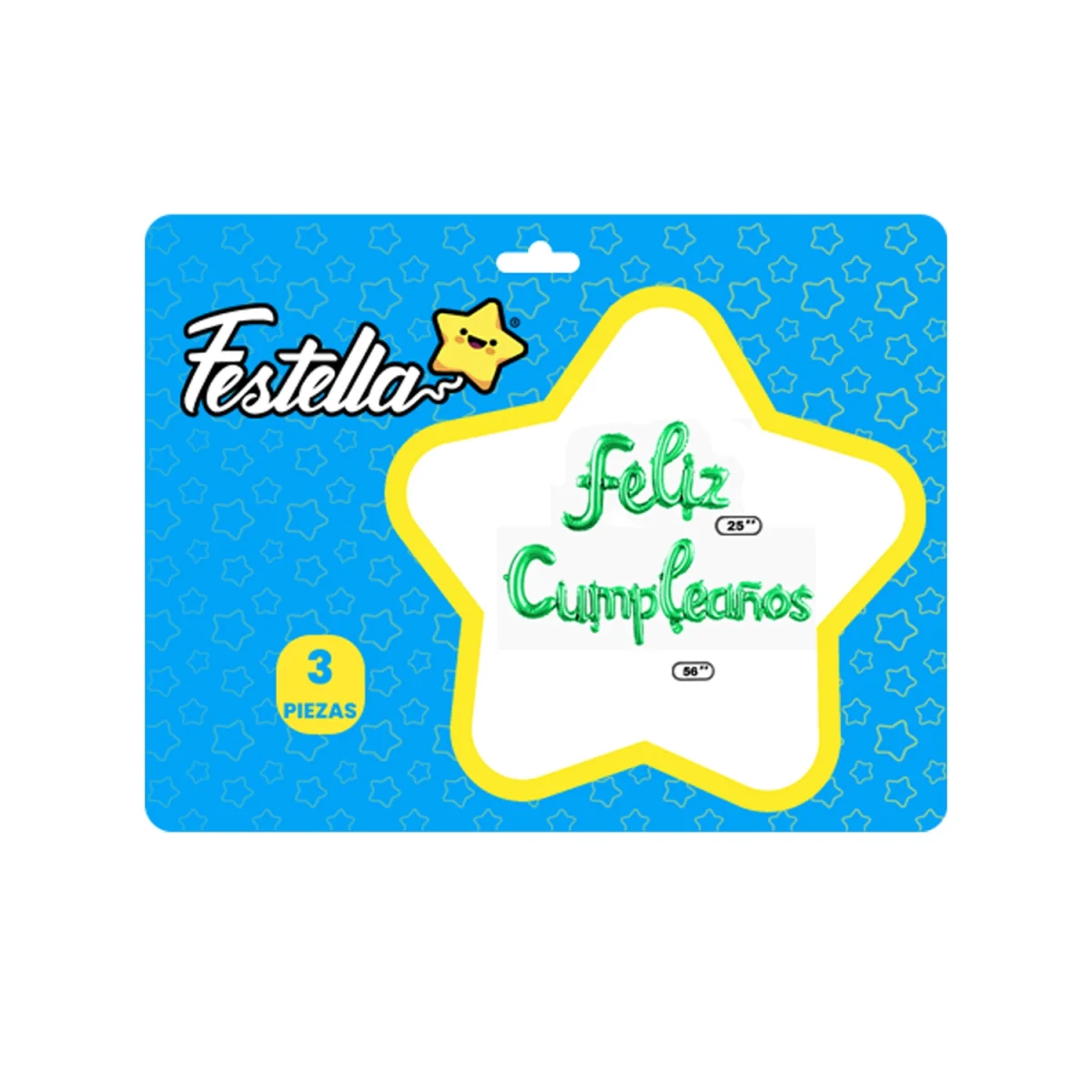 GLOBO FELIZ CUMPLEAÑOS CURSIVO VERDE(PQTX12)