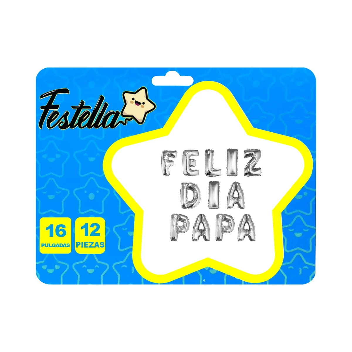 GLOBO FELIZ DIA PAPA PLATEADO 16" (PQTX12)