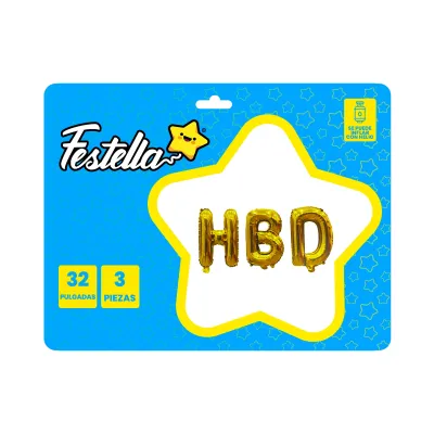 KIT GLOBO HBD 32" DORADO(PQTX12)