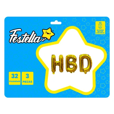 KIT GLOBO HBD 32" DORADO(PQTX12)