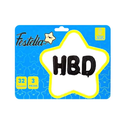 KIT GLOBO HBD 32" NEGRO (PQTX12)