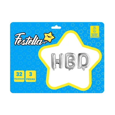 KIT GLOBO HBD 32" PLATEADO (PQTX12)