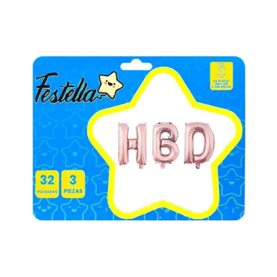 KIT GLOBO HBD 32" PALO ROSA (PQTX12)