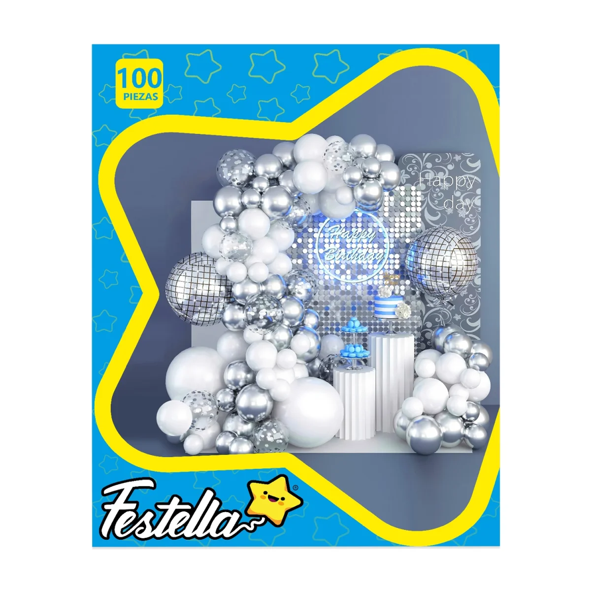 KIT GLOBO ORGANICO HAPPY BIRTHDAY X100PCS (PQTX5)