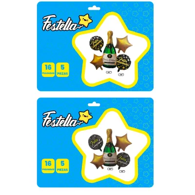 KIT GLOBO CHAMPAÑA VERDE X5