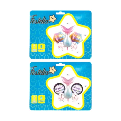 KIT GLOBO COLA SIRENA X5