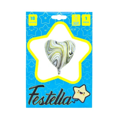 GLOBO CORAZON AGATA NEGRO 18";(PQTX25)