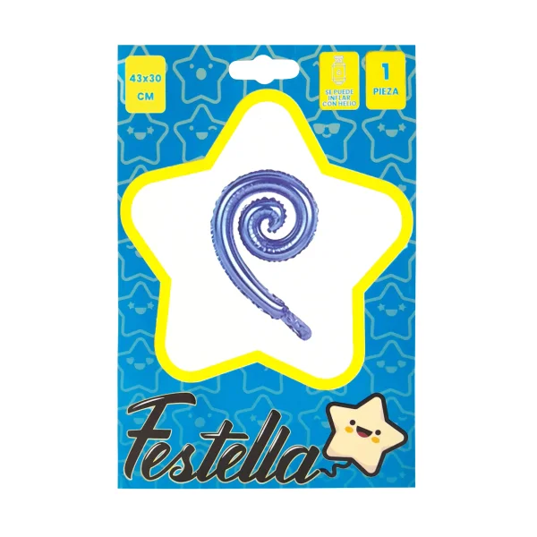 GLOBO KURLY ESPIRAL AZUL OSCURO 17"(PQTX25)