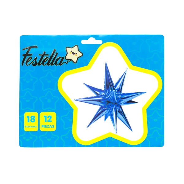 GLOBO ESTRELLA X12 PIEZAS AZUL 26" (PQTX12)