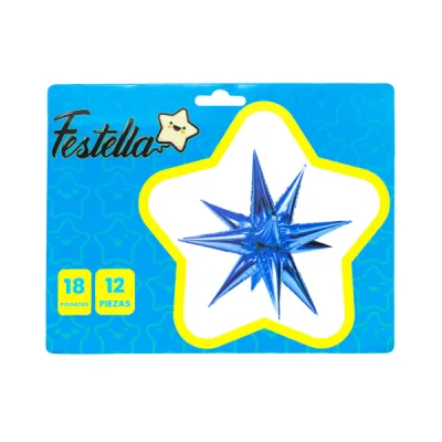 GLOBO ESTRELLA X12 PIEZAS AZUL 26" (PQTX12)
