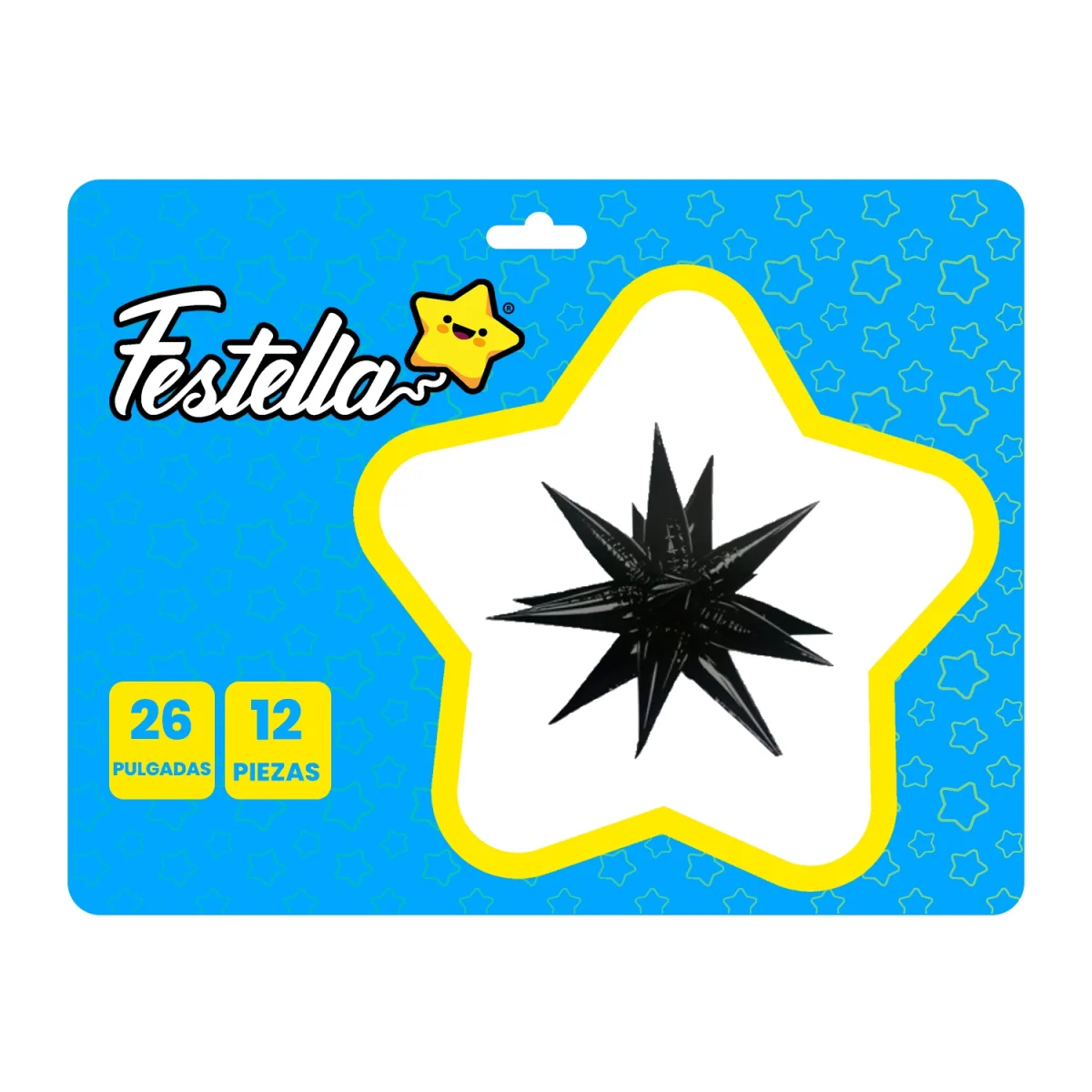 GLOBO ESTRELLA X12 PIEZAS NEGRO 26" (PQTX12)