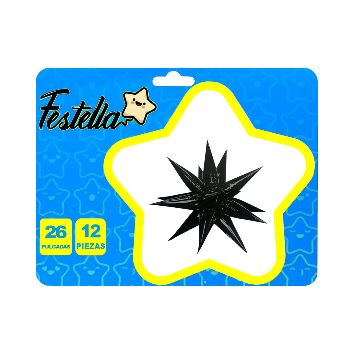 GLOBO ESTRELLA X12 PIEZAS NEGRO 26" (PQTX12)