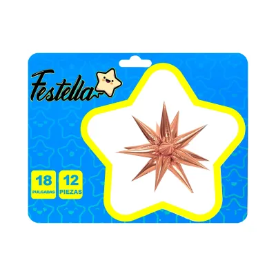 GLOBO ESTRELLA X12 PIEZAS PALO ROSA 26" (PQTX12)