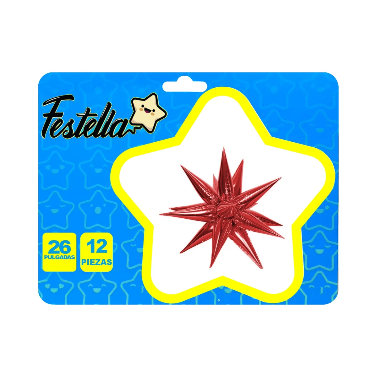 GLOBO ESTRELLA X12 PIEZAS ROJO 26" (PQTX12)