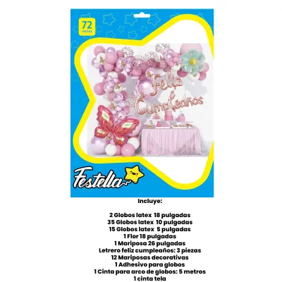 KIT GLOBO ORGANICO MARIPOSAS F.C X72PCS (PQTX5)