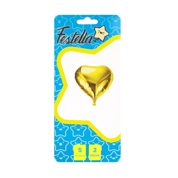 GLOBO CORAZON DORADO 5" X2 (PQTX25),