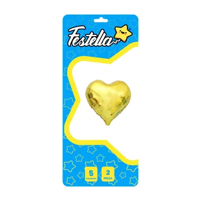 GLOBO CORAZON DORADO 5" X2 (PQTX25),
