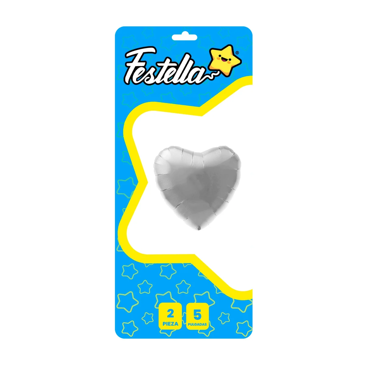 GLOBO CORAZON PLATEADO 5" X2¨.(PQTX25):