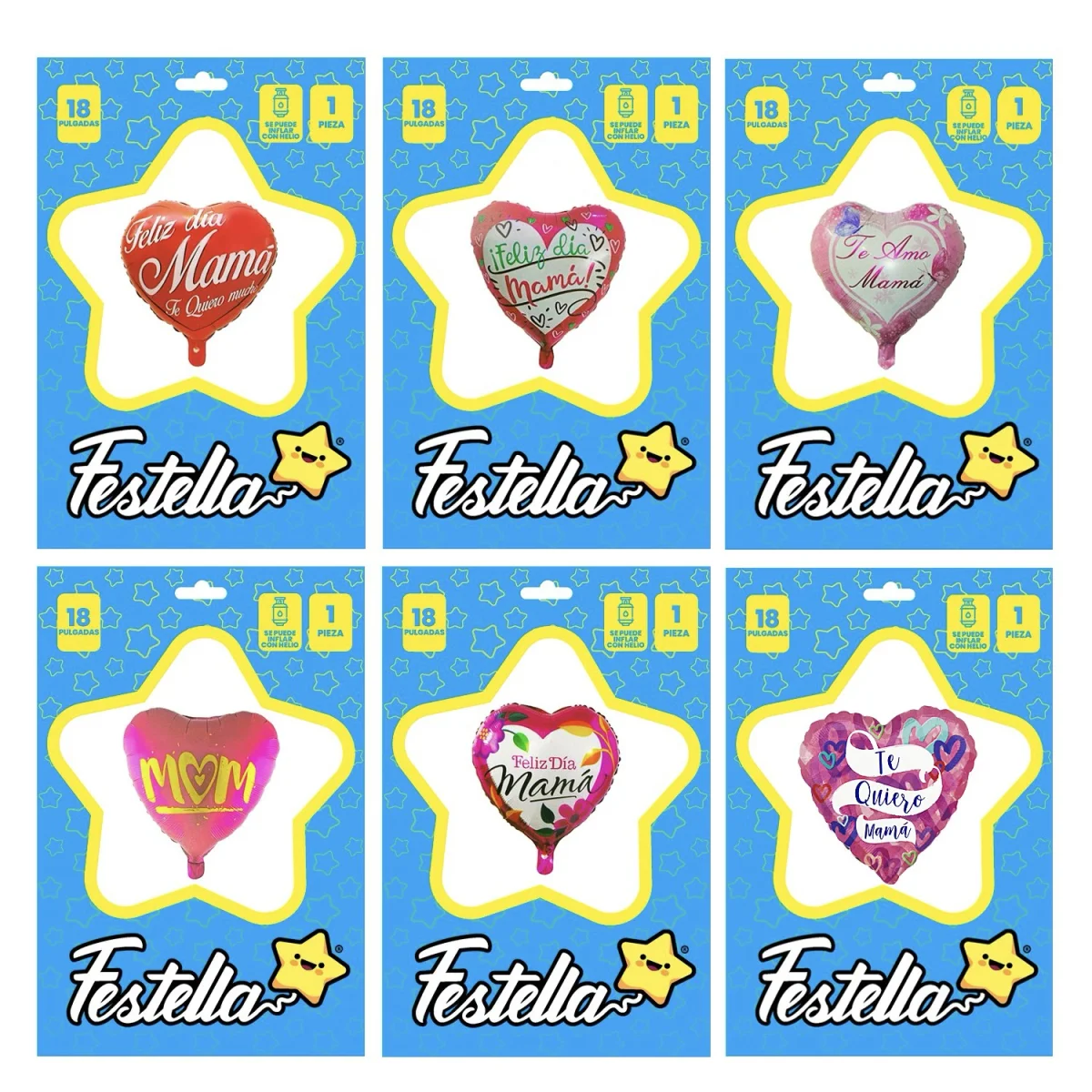 GLOBO CORAZON TE AMO MAMA 18"(PQTX25)