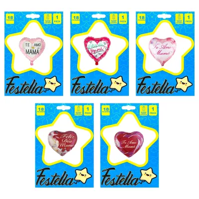 GLOBO CORAZON TE AMO MAMA 18"(PQTX25)